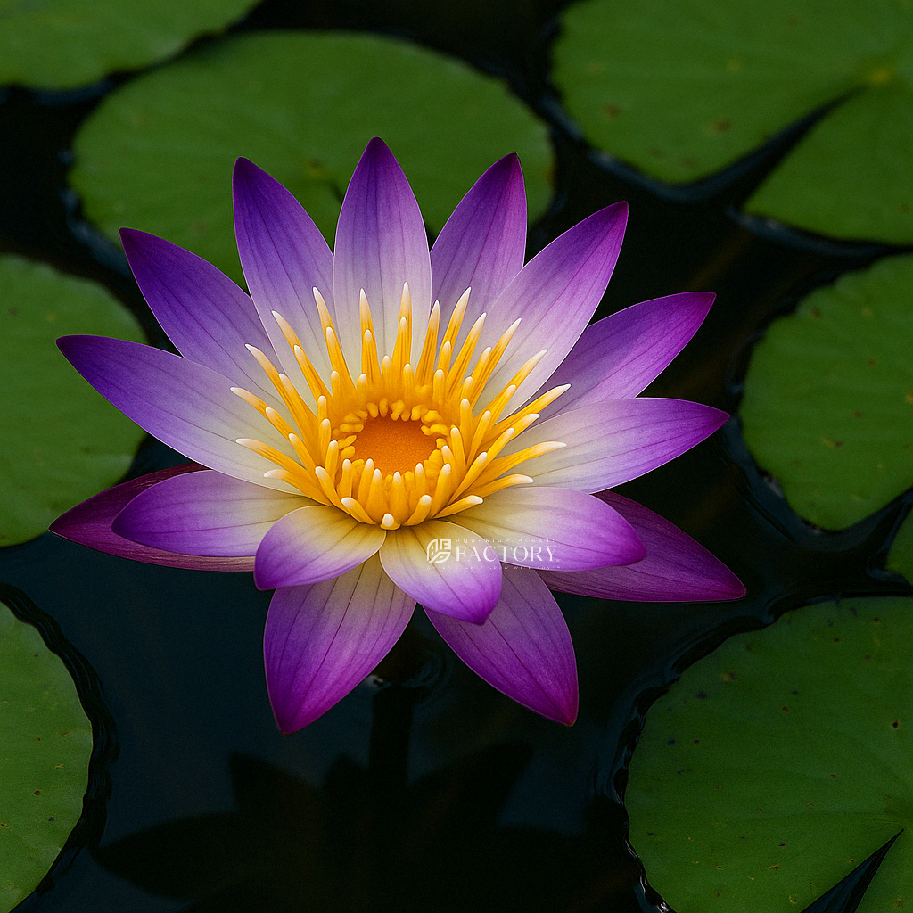 The flowers of Nymphaea Purple Joy are large and showy, with a deep purple color that is sure to add a pop of color to any pond or water garden. The blooms are held above the water on sturdy stems and have a sweet fragrance that attracts pollinators such as bees and butterflies. The leaves of this water lily are green, adding visual interest to the plant even when it is not in bloom.