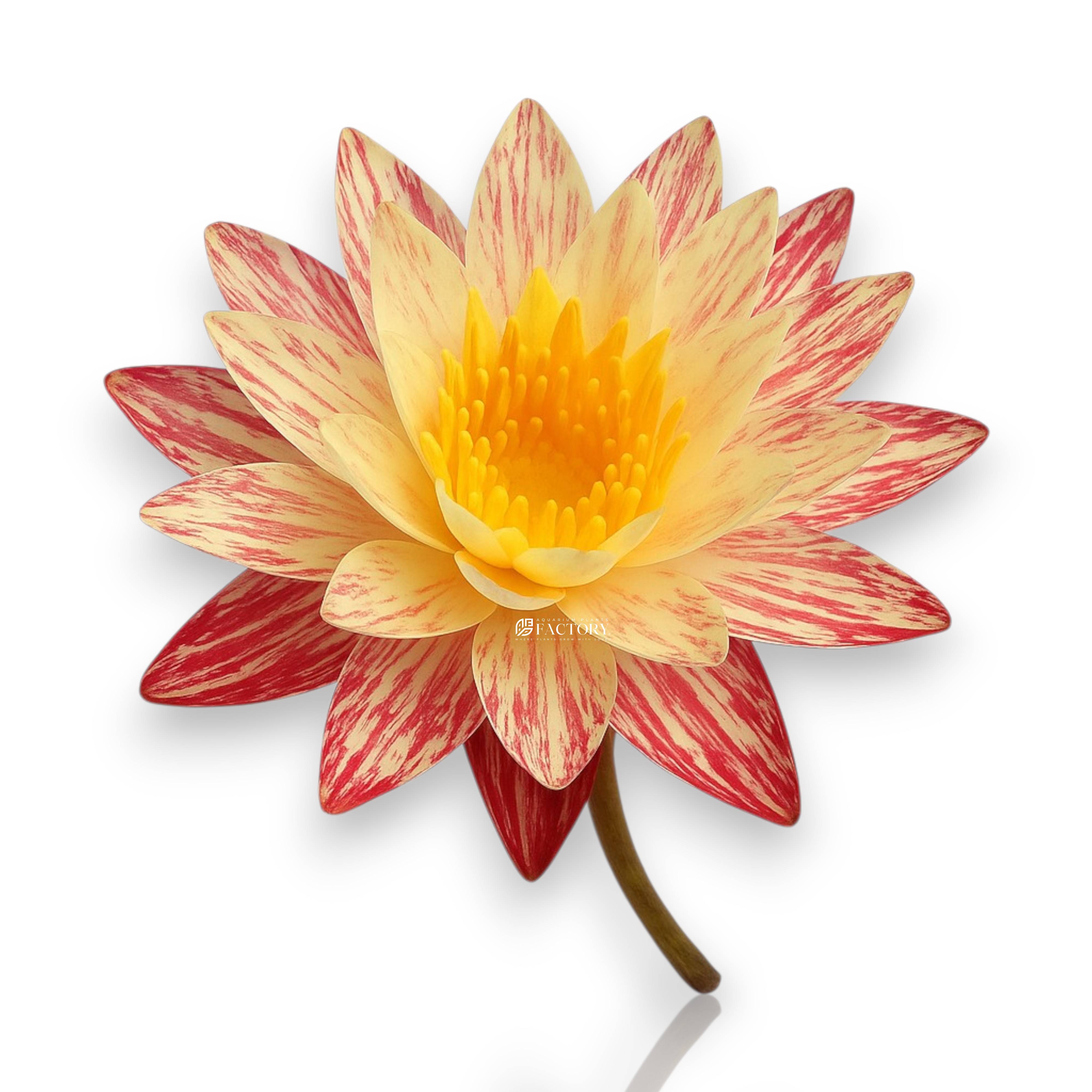 Close-up of exotic Siam Fantasy lily flower floating in a pond
